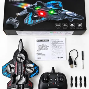 LED Fighter Jet RC Drone Toy with Remote Control