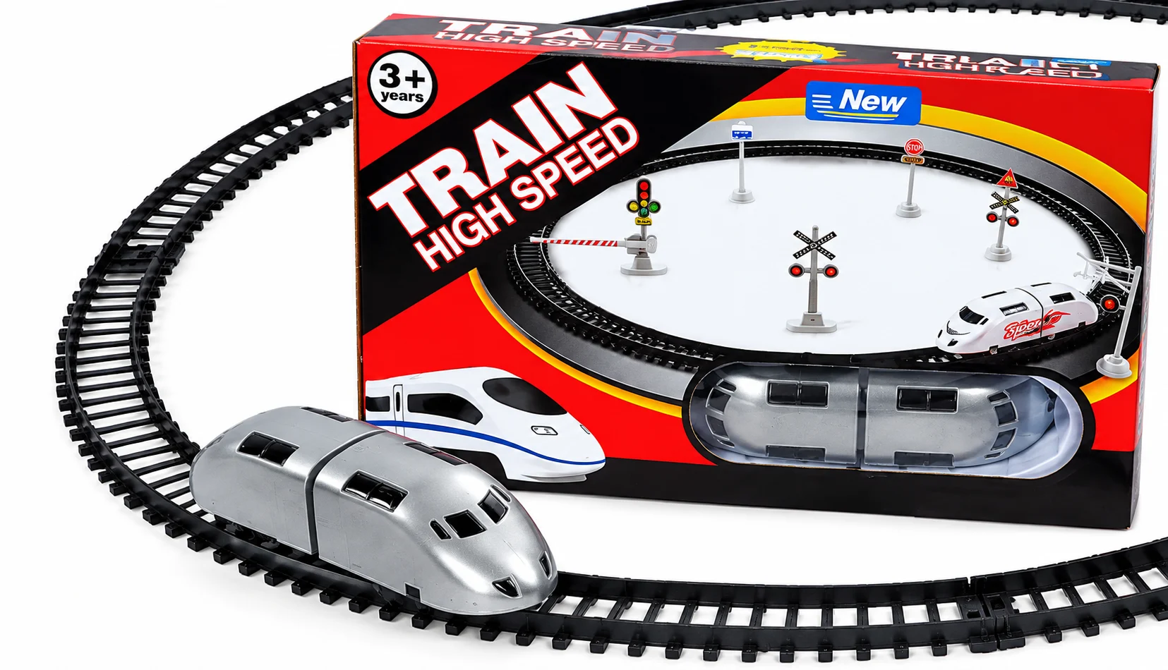 High Speed Electric Toy Bullet Train Set with Railway Track, Signals & Accessories – 180cm Track for Kids 3+