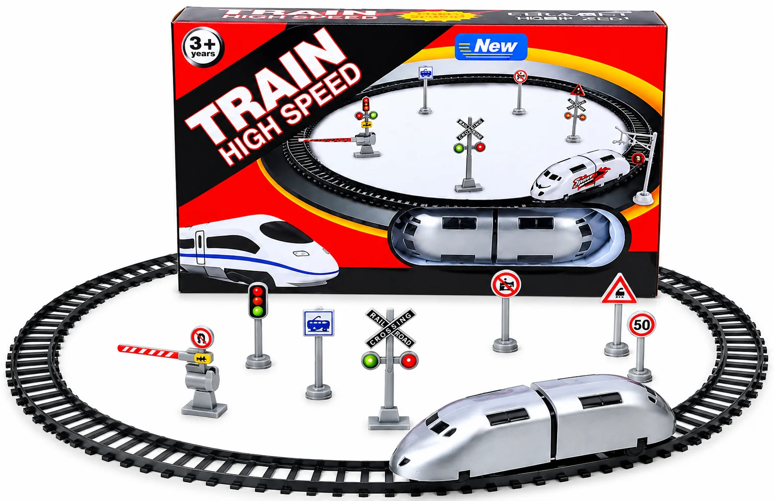 High Speed Electric Toy Bullet Train Set with Railway Track, Signals & Accessories – 180cm Track for Kids 3+ - Image 4