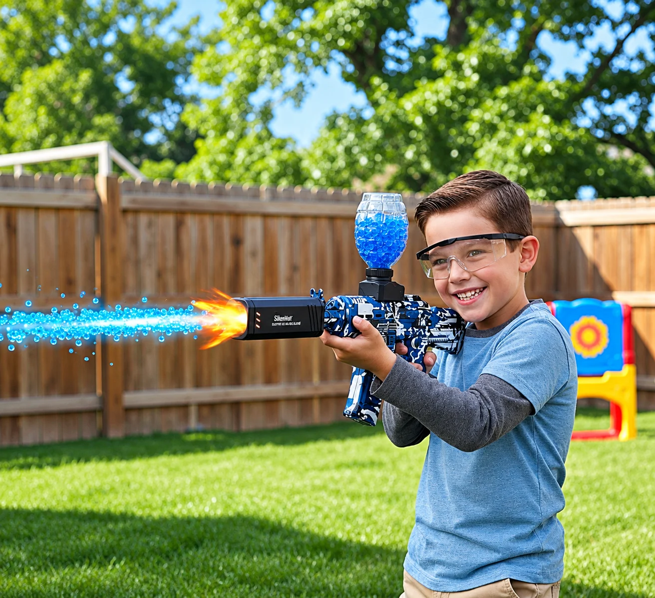 AK47 Style High Speed Electric Water Bomb Gun with Smoke & LED Light - Image 3