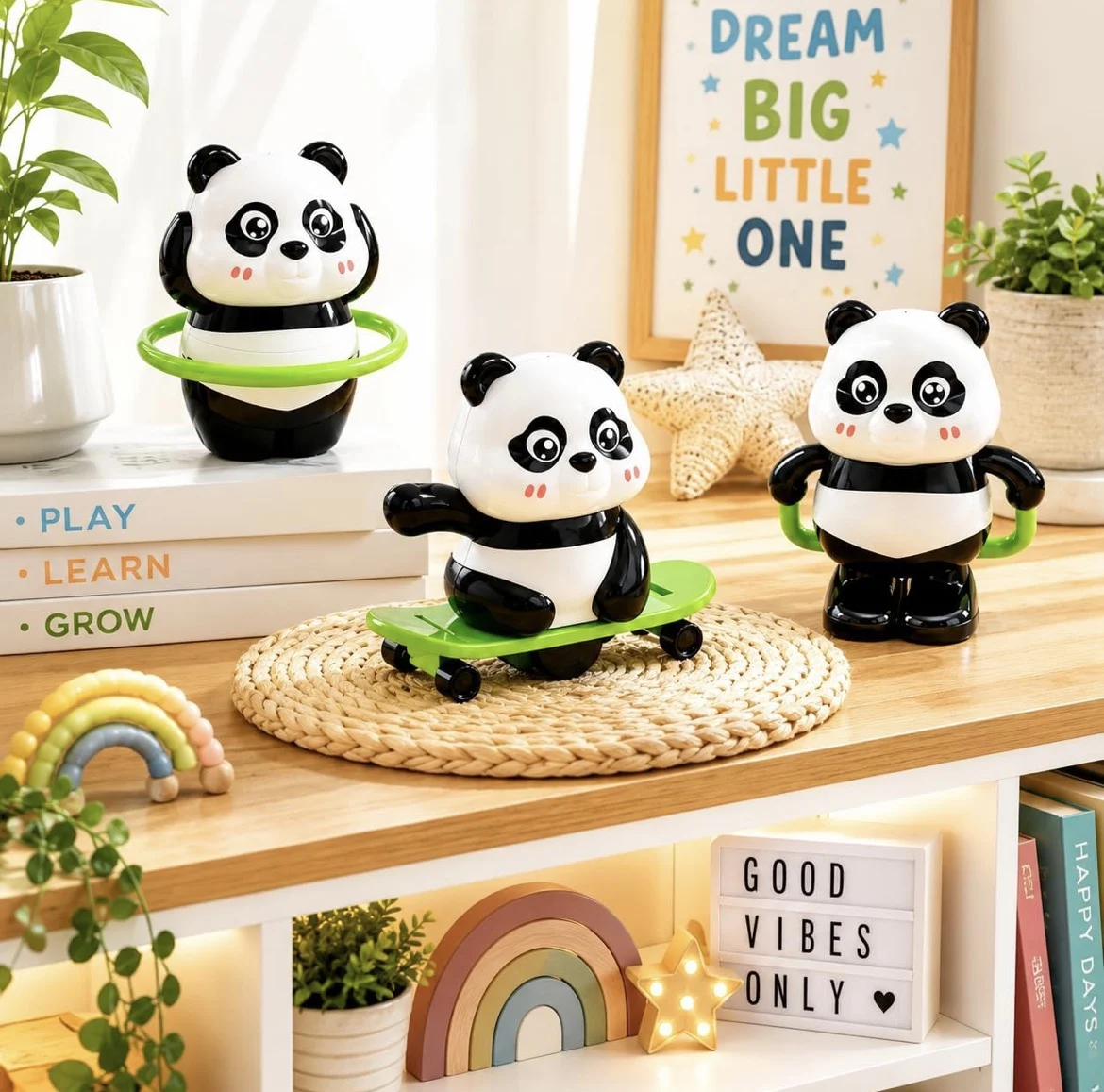 Panda Toy Set Of 3 for Kids – Skateboard, Jump Rope & Hula Hoop - Image 2
