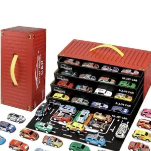 48-Piece Pull Back Alloy Model Cars Toy Set with City Road Play Mat & Gift Box