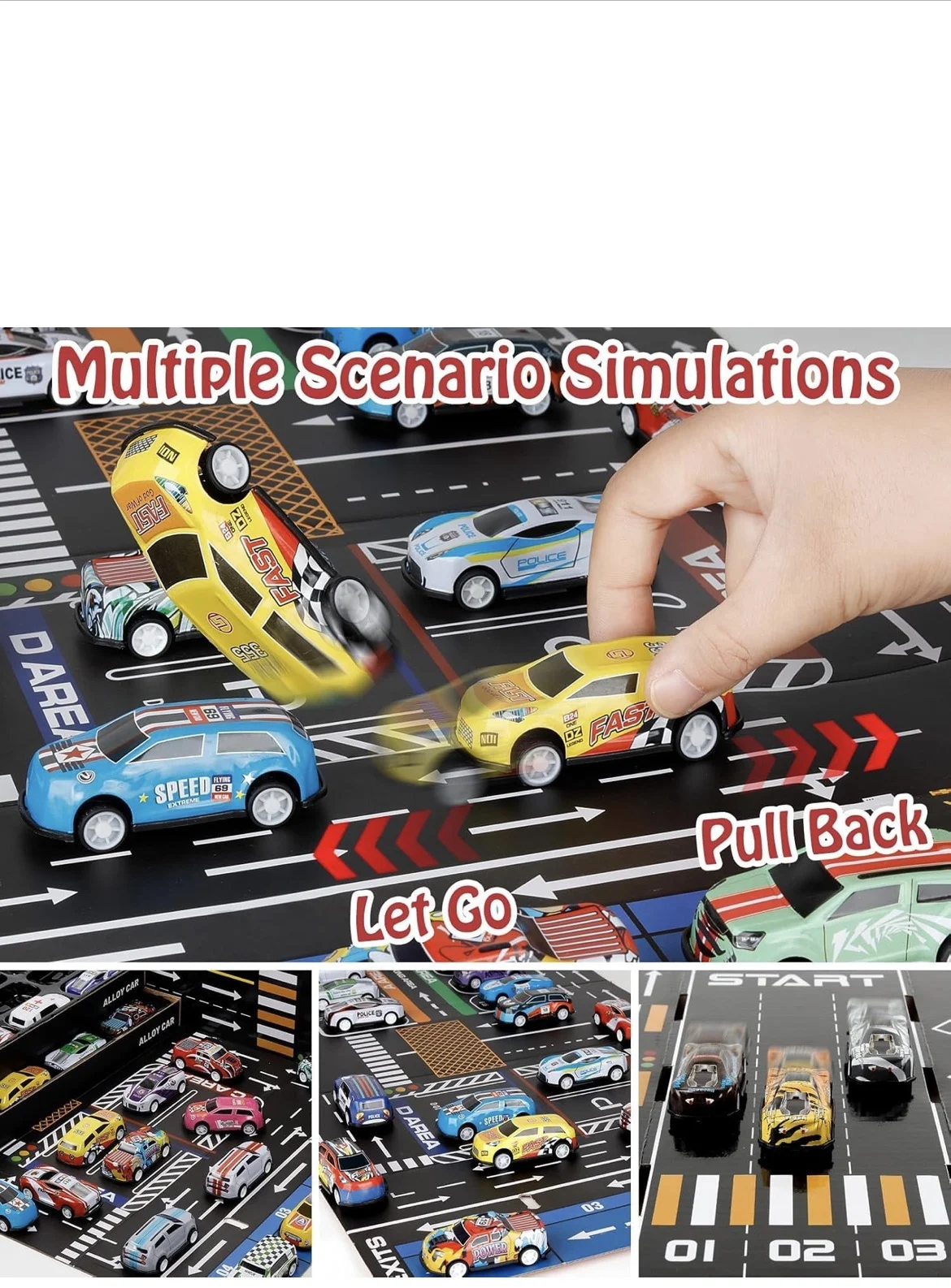 48-Piece Pull Back Alloy Model Cars Toy Set with City Road Play Mat & Gift Box - Image 6
