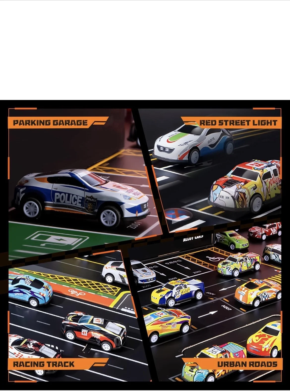 48-Piece Pull Back Alloy Model Cars Toy Set with City Road Play Mat & Gift Box - Image 5
