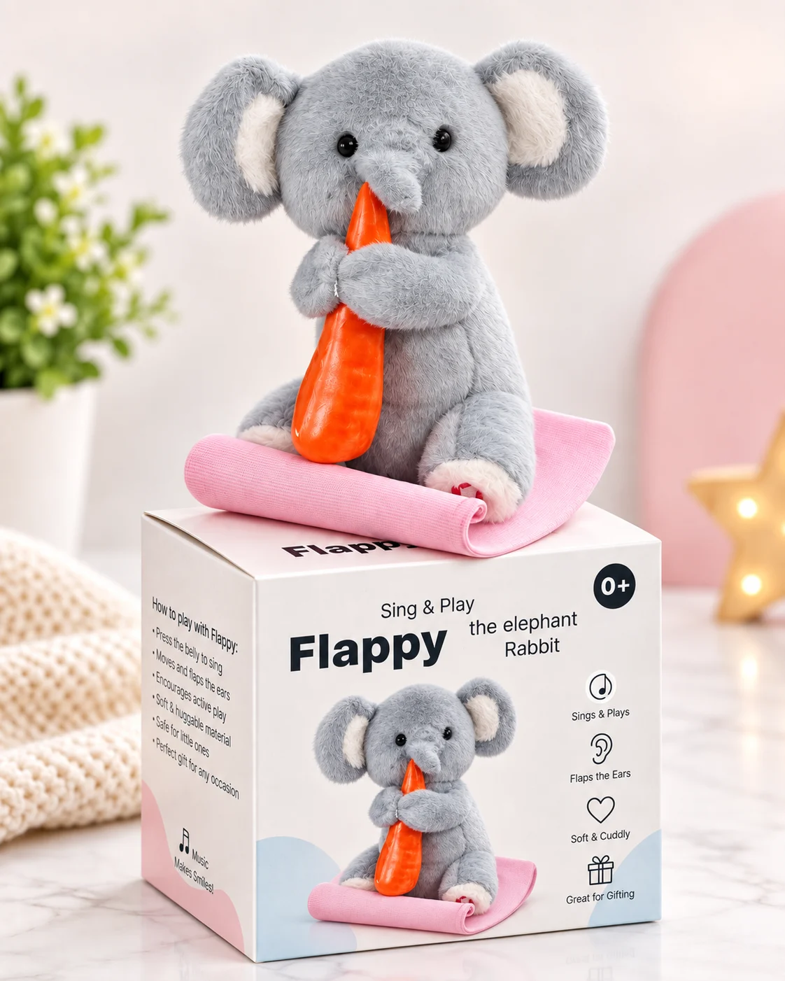 Flappy Elephant Singing & Dancing Plush Toy with Music