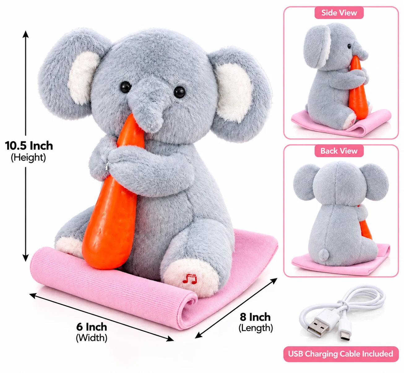 Flappy Elephant Singing & Dancing Plush Toy with Music - Image 3