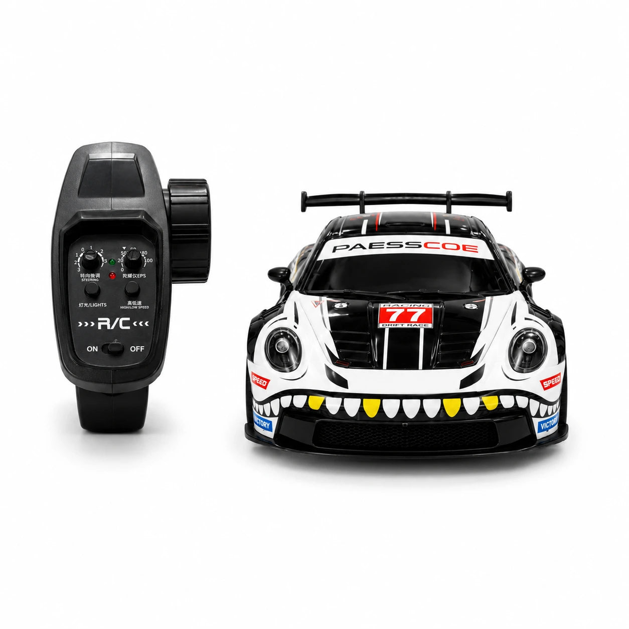 D43-01Q16 Porsche 911 Black Dinosaur Edition 1:43 4WD RC Drift Car with Gyro & LED Lights - Image 4