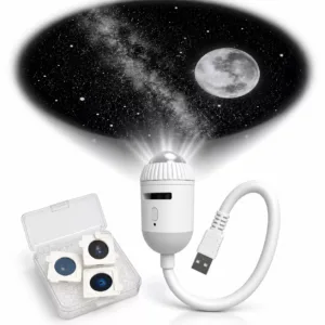 USB Starry Sky Projector with 3 Projection Chips | Moon, Galaxy & Black Hole Night Light