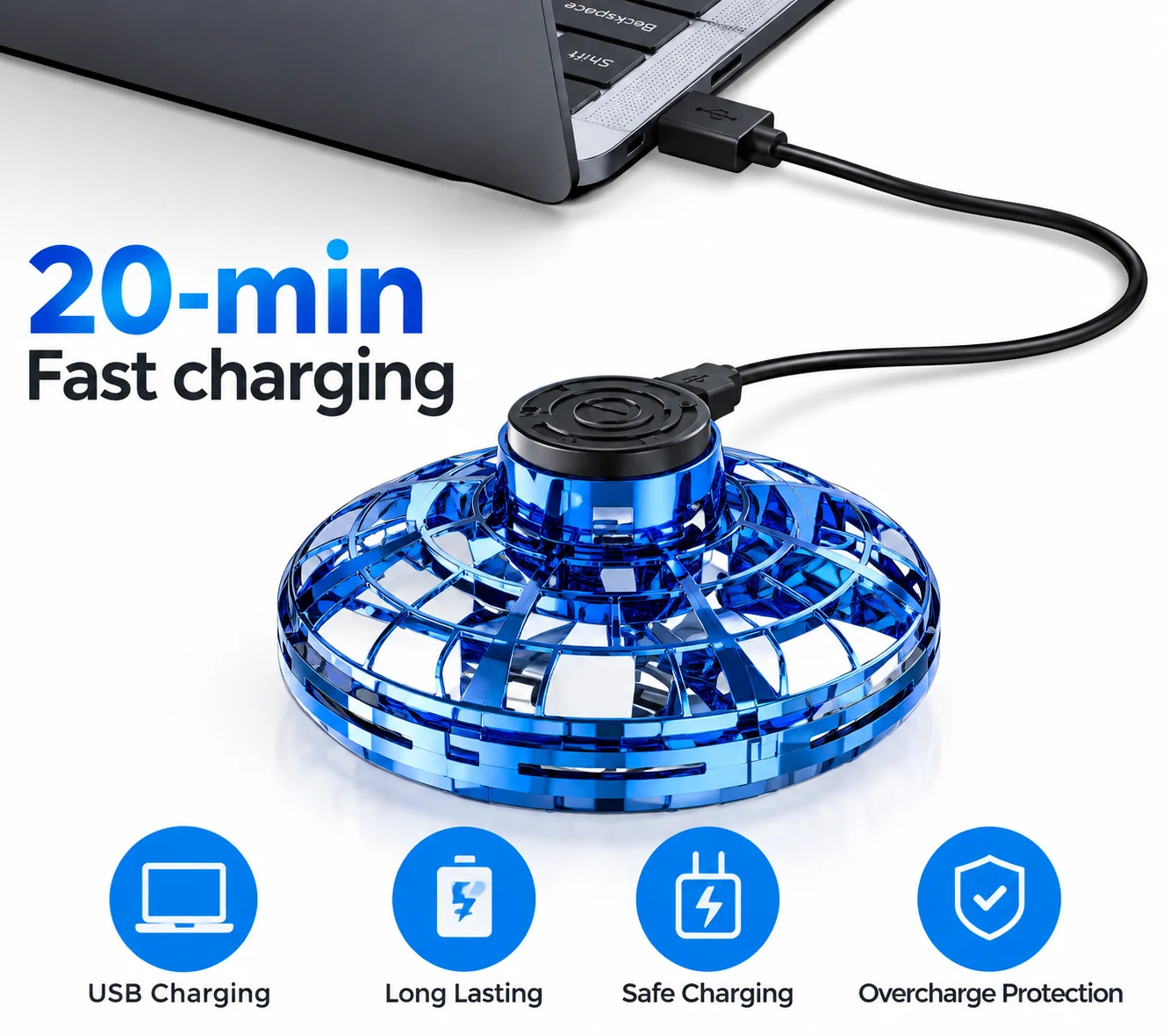 Flying UFO Drone Toy with Colorful LED Lights, Hand-Controlled Hovering Flying Spinner Toy - Image 4