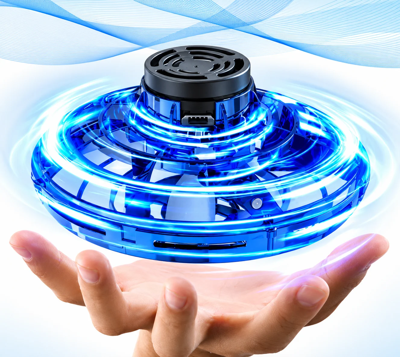 Flying UFO Drone Toy with Colorful LED Lights, Hand-Controlled Hovering Flying Spinner Toy - Image 2